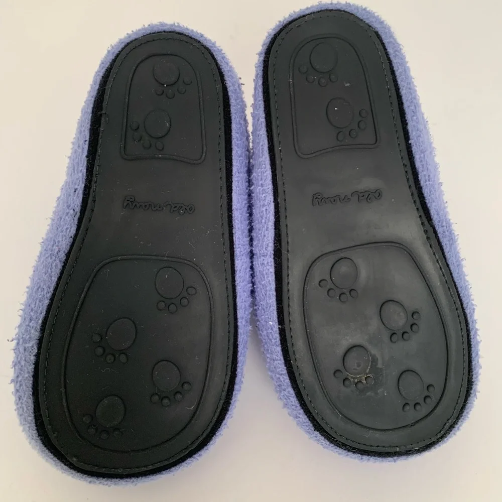 VTG Old Navy Slippers Booties Girls 2T Blue Rubber Soles Fleece Soft Cozy Warm